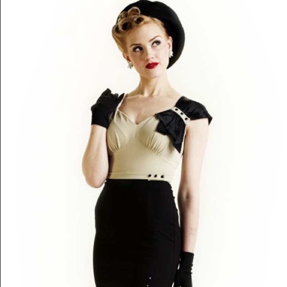 Pin up bodycon midi dress STOP STARING Small
